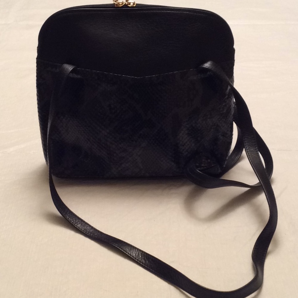 CROUCH & FITZGERALD Pebble/Snakeskin Leather Bag